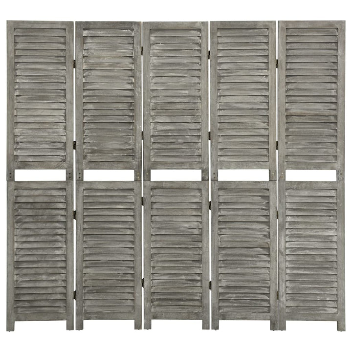 5-panels rumdeler 179x166 cm massivt træ grå