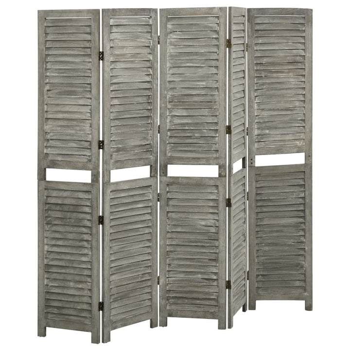 5-panels rumdeler 179x166 cm massivt træ grå