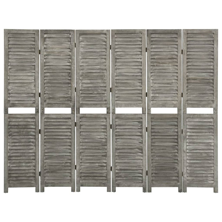 6-panels rumdeler 214x166 cm massivt træ grå