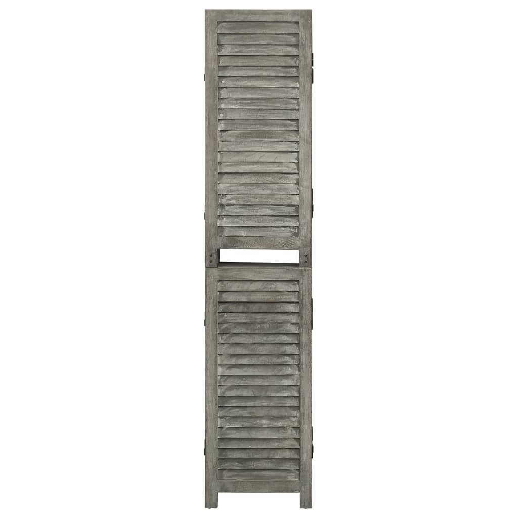6-panels rumdeler 214x166 cm massivt træ grå