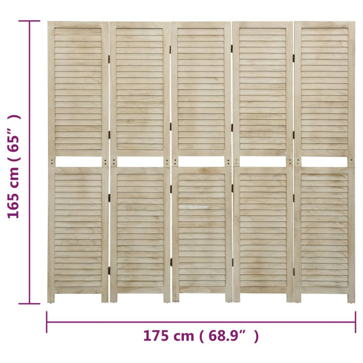 5-panels rumdeler 175x165 cm massivt kejsertræ
