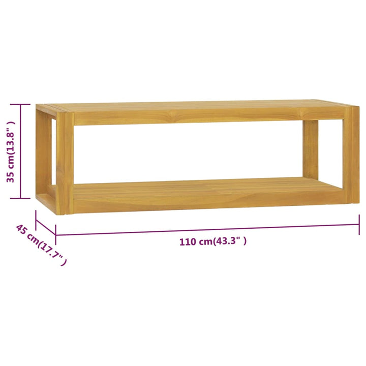 væghængt badeværelsesskab 110x45x35 cm massivt teaktræ