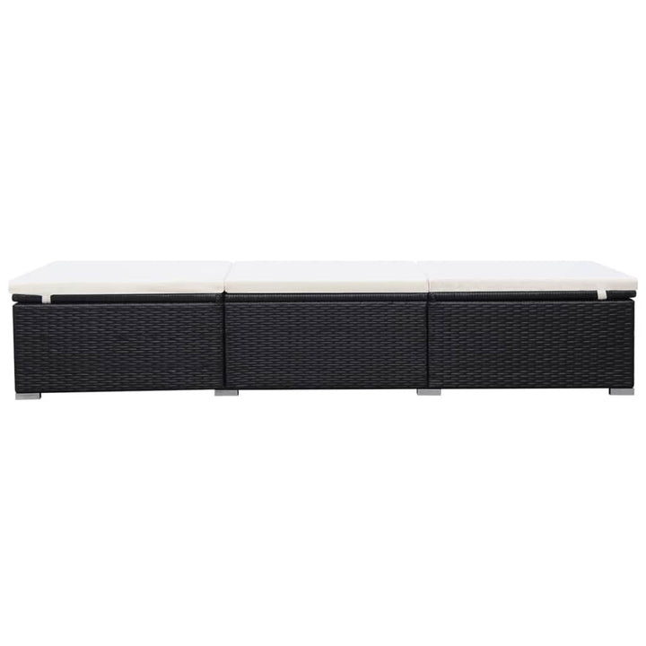 liggestol med cremefarvet hynde polyrattan sort
