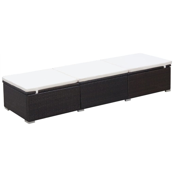 liggestol med cremefarvet hynde polyrattan brun