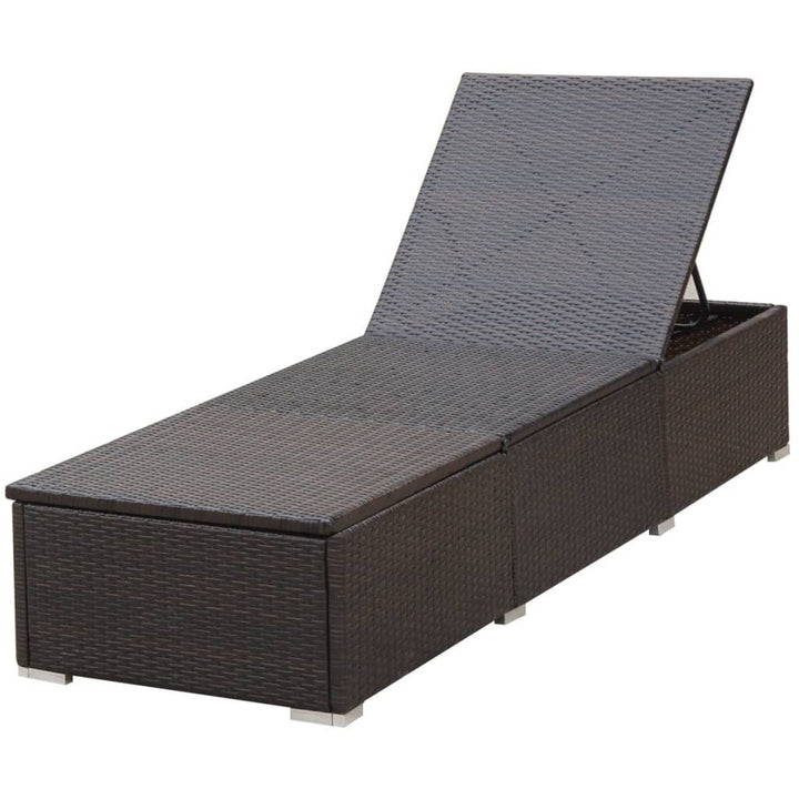 liggestol med cremefarvet hynde polyrattan brun