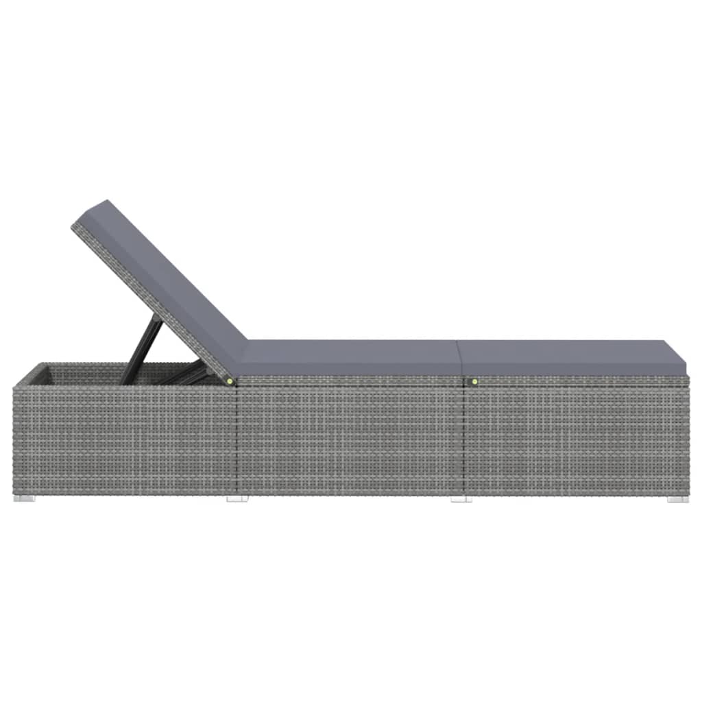 liggestol med mørkegrå hynde polyrattan grå
