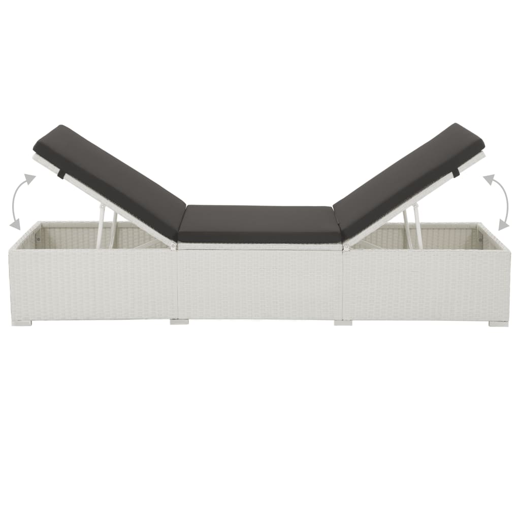 liggestol med sort hynde polyrattan hvid