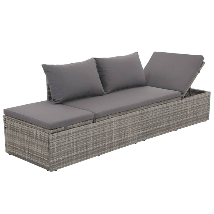 loungeseng med hynde og puder polyrattan grå