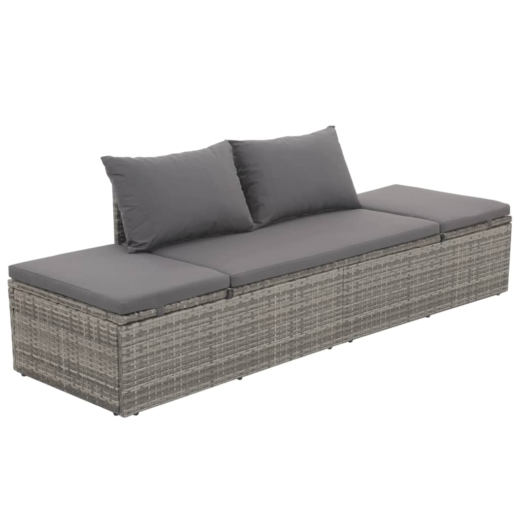 loungeseng med hynde og puder polyrattan grå