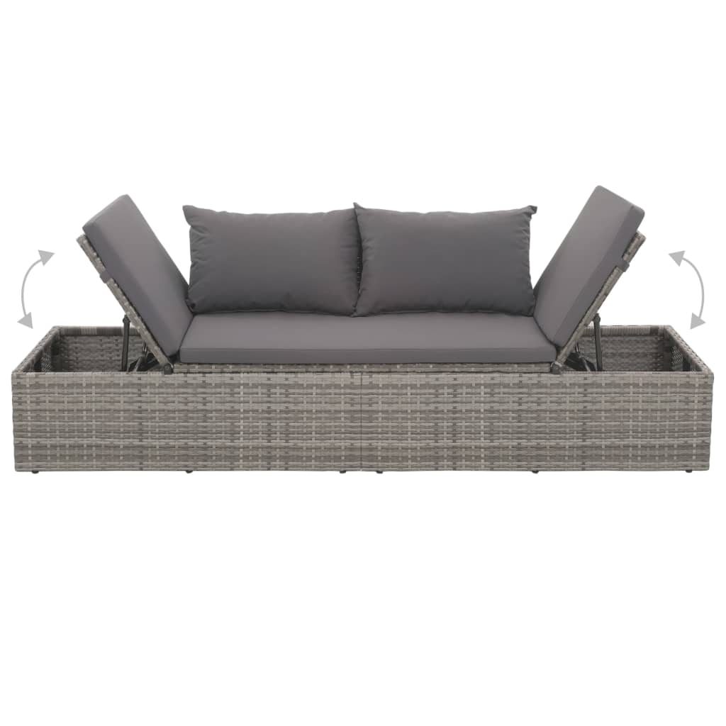 loungeseng med hynde og puder polyrattan grå