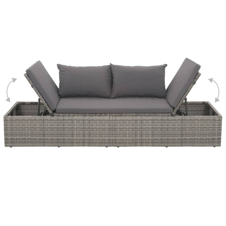loungeseng med hynde og puder polyrattan grå