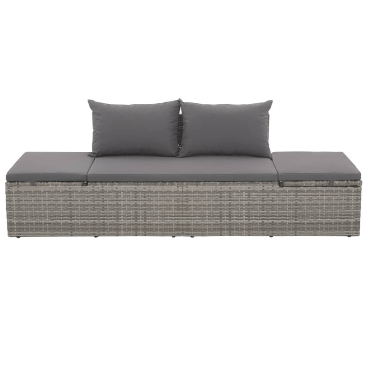 loungeseng med hynde og puder polyrattan grå