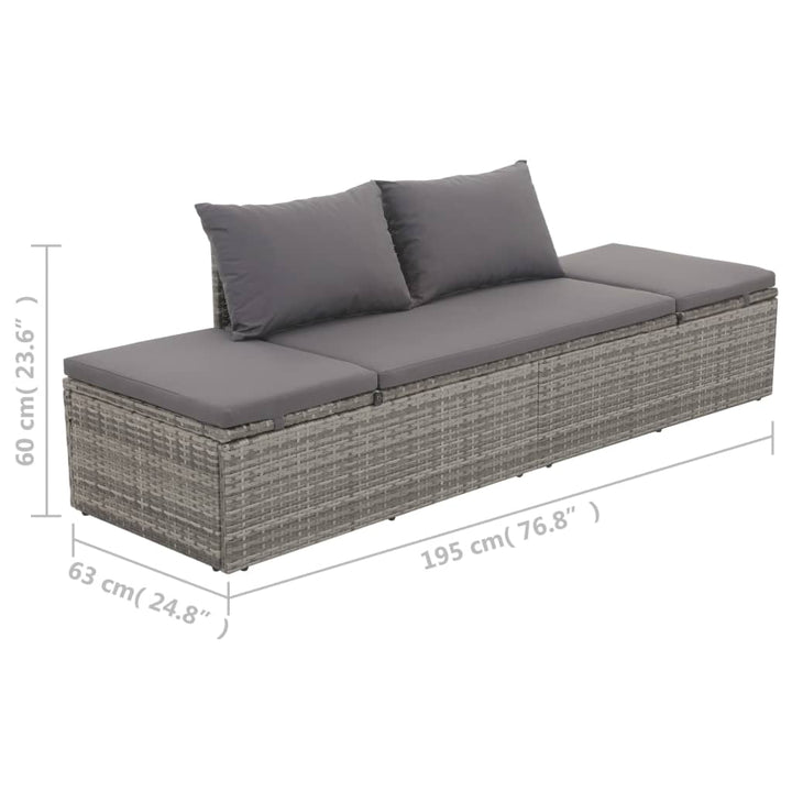 loungeseng med hynde og puder polyrattan grå