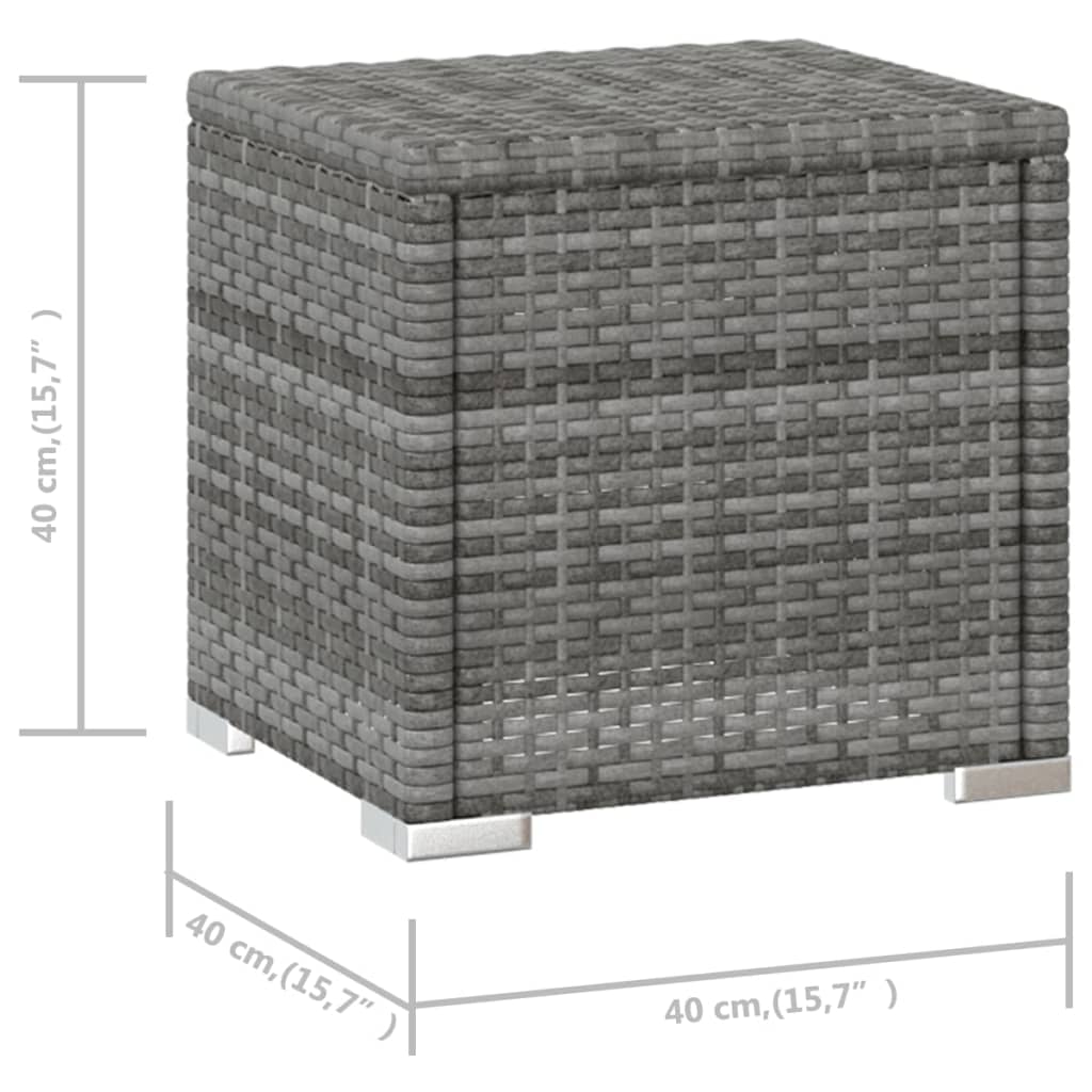 liggestol med hynde og tebord polyrattan grå