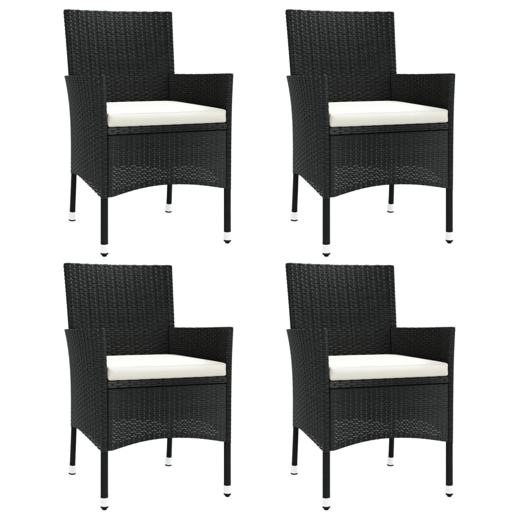 havestole med hynder 4 stk. polyrattan sort