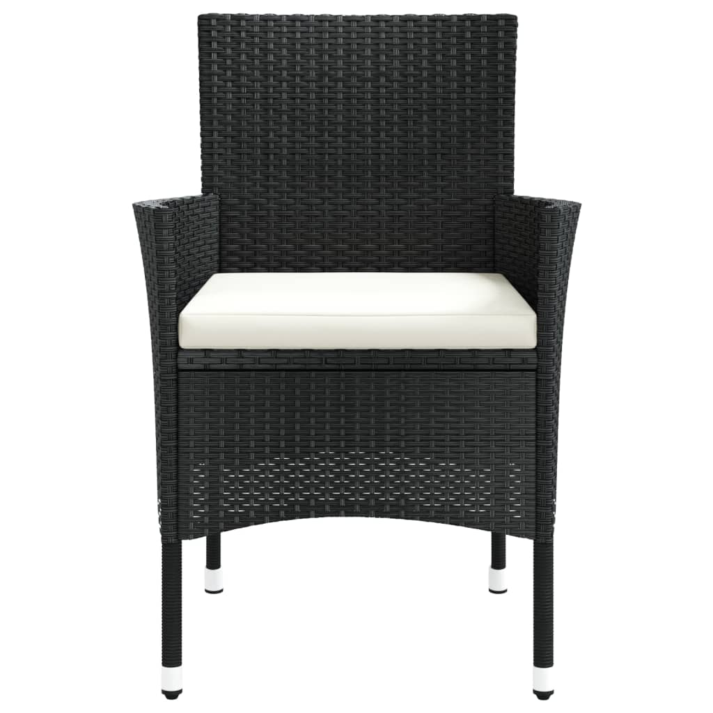 havestole med hynder 4 stk. polyrattan sort