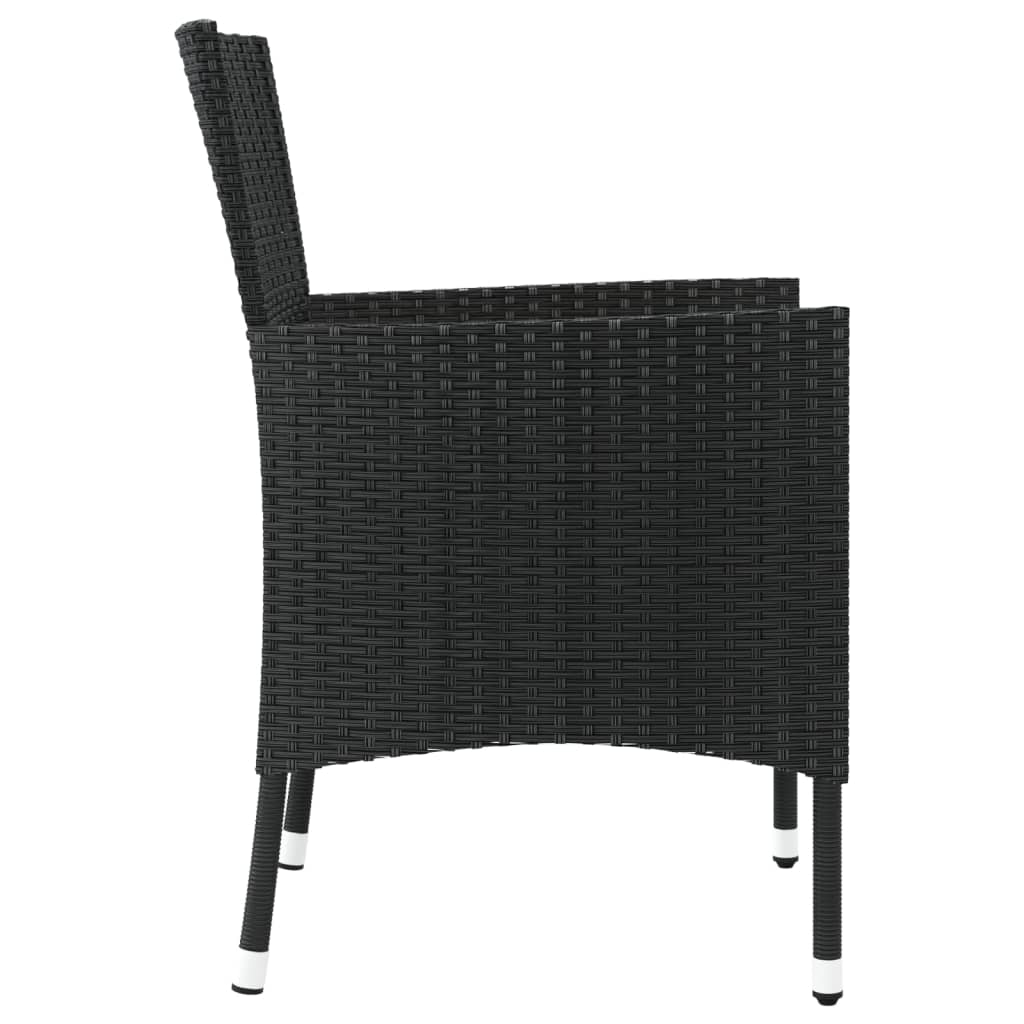 havestole med hynder 4 stk. polyrattan sort