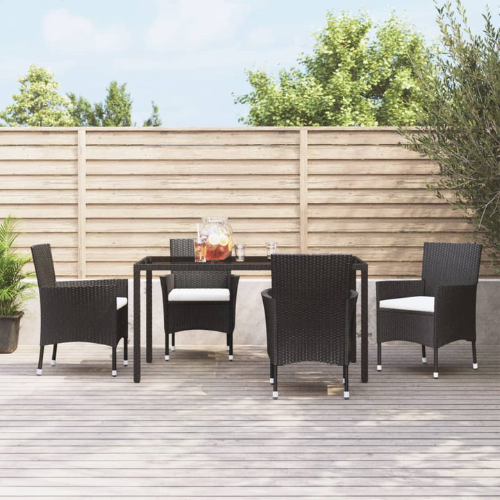 havestole med hynder 4 stk. polyrattan sort