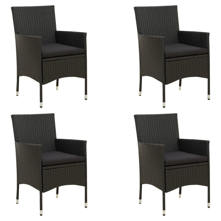 havestole med hynder 4 stk. polyrattan sort