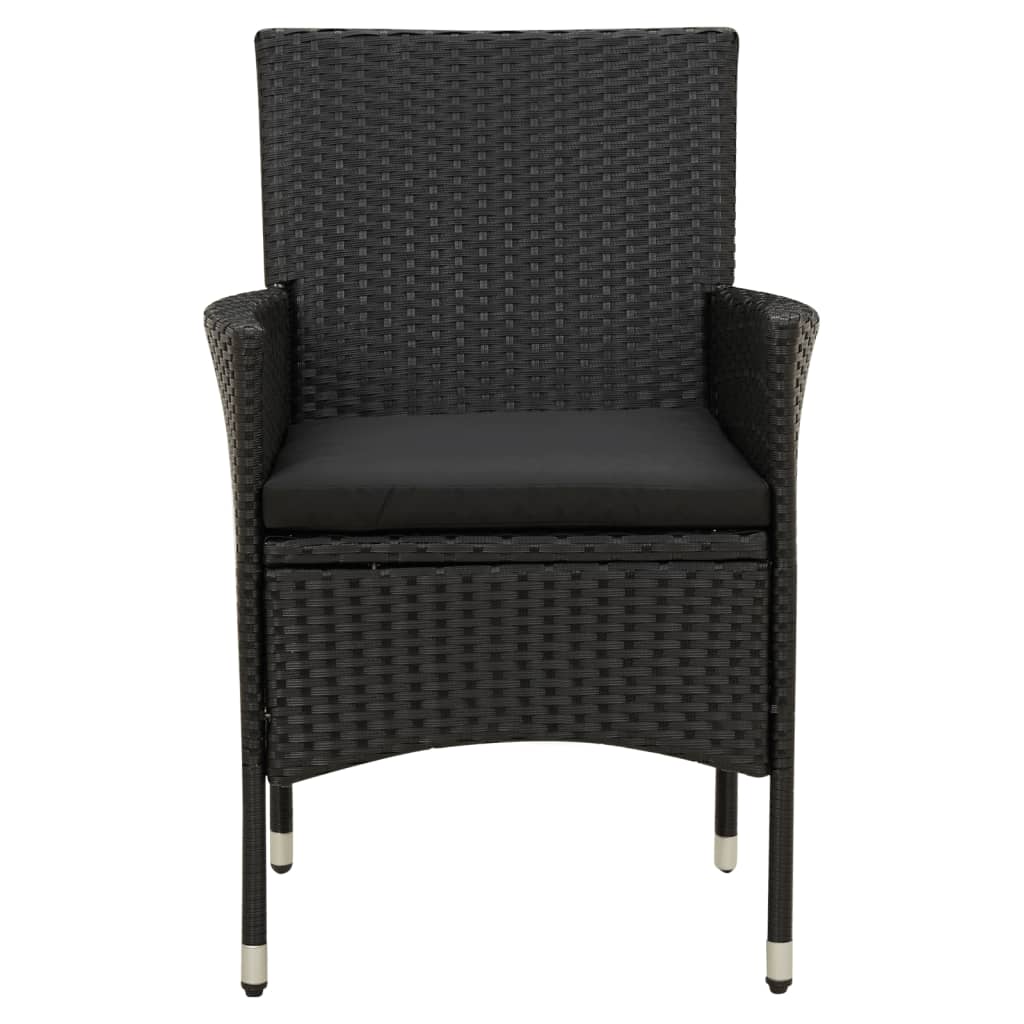 havestole med hynder 4 stk. polyrattan sort