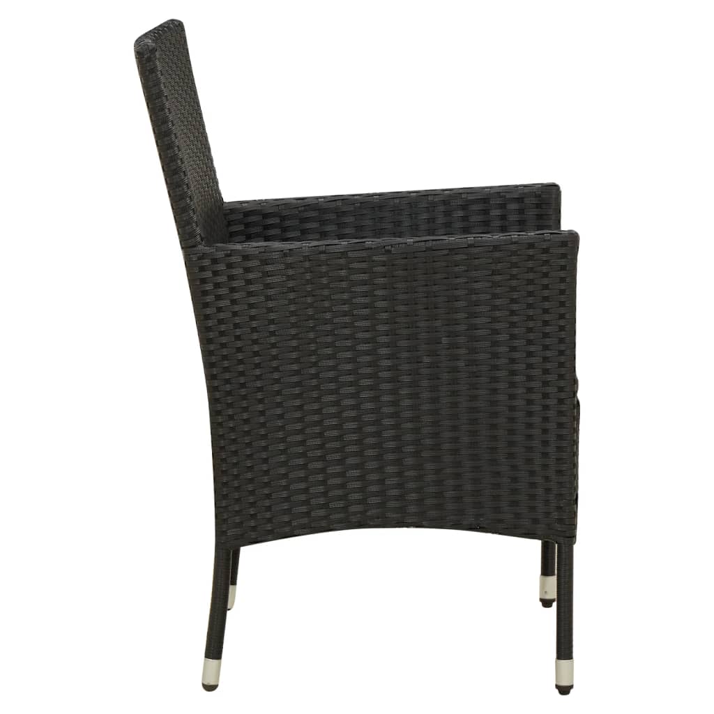 havestole med hynder 4 stk. polyrattan sort
