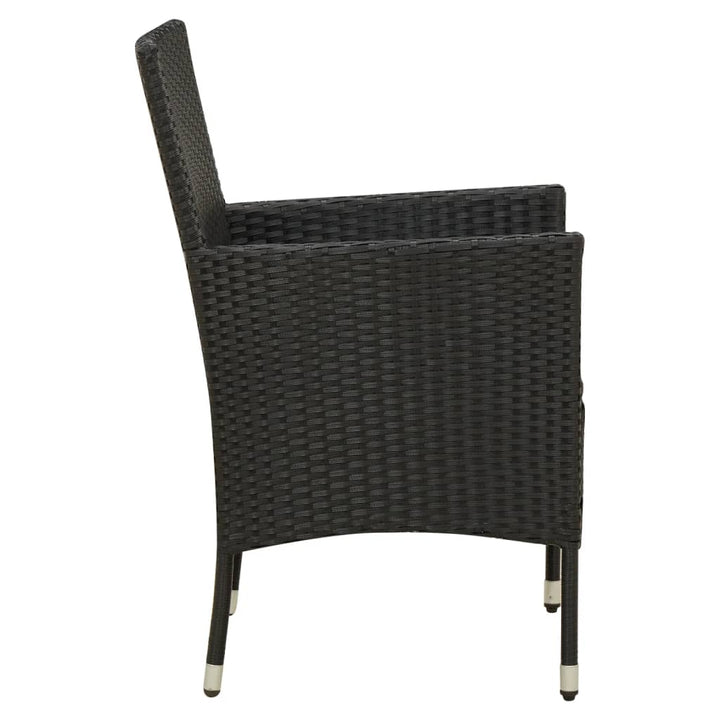 havestole med hynder 4 stk. polyrattan sort