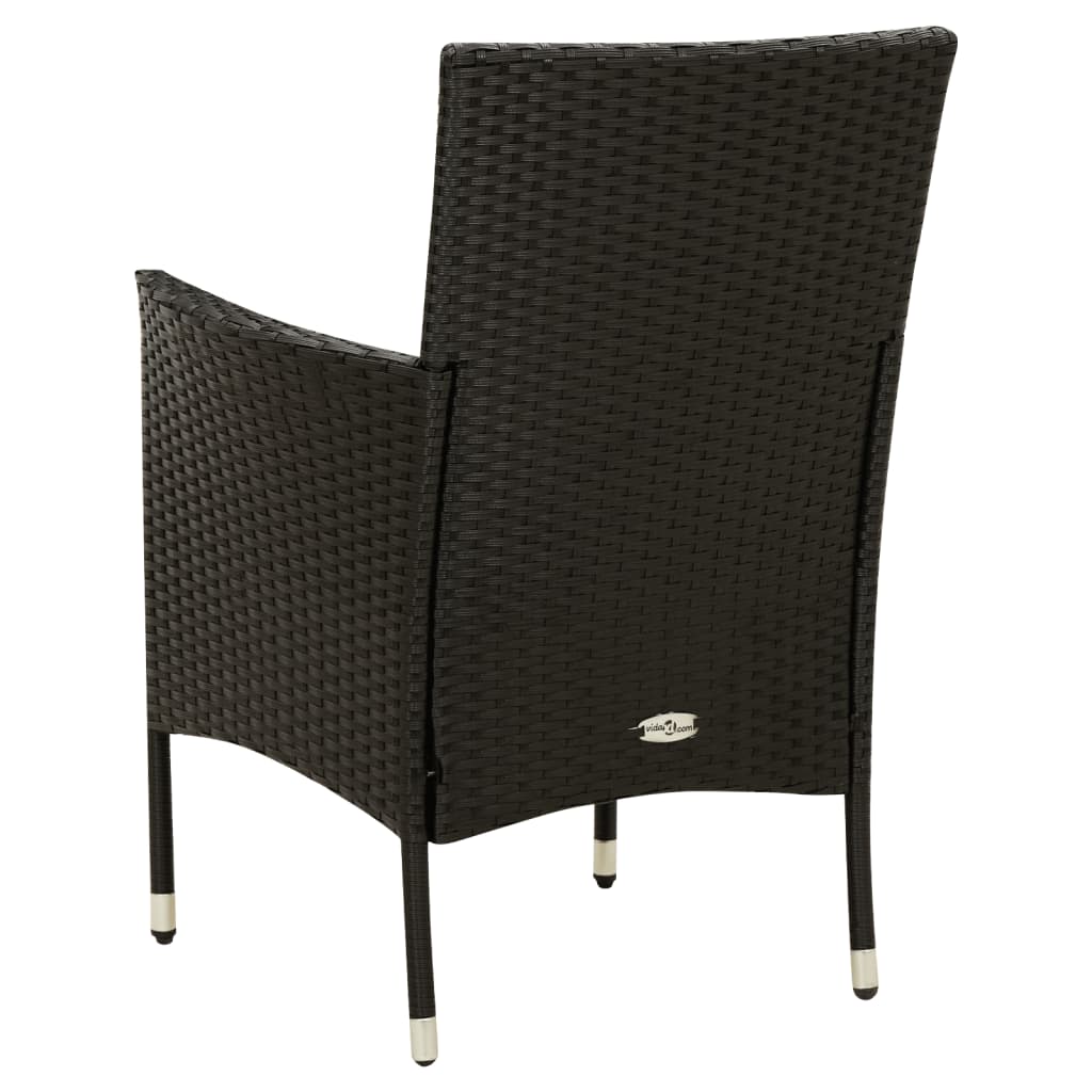 havestole med hynder 4 stk. polyrattan sort