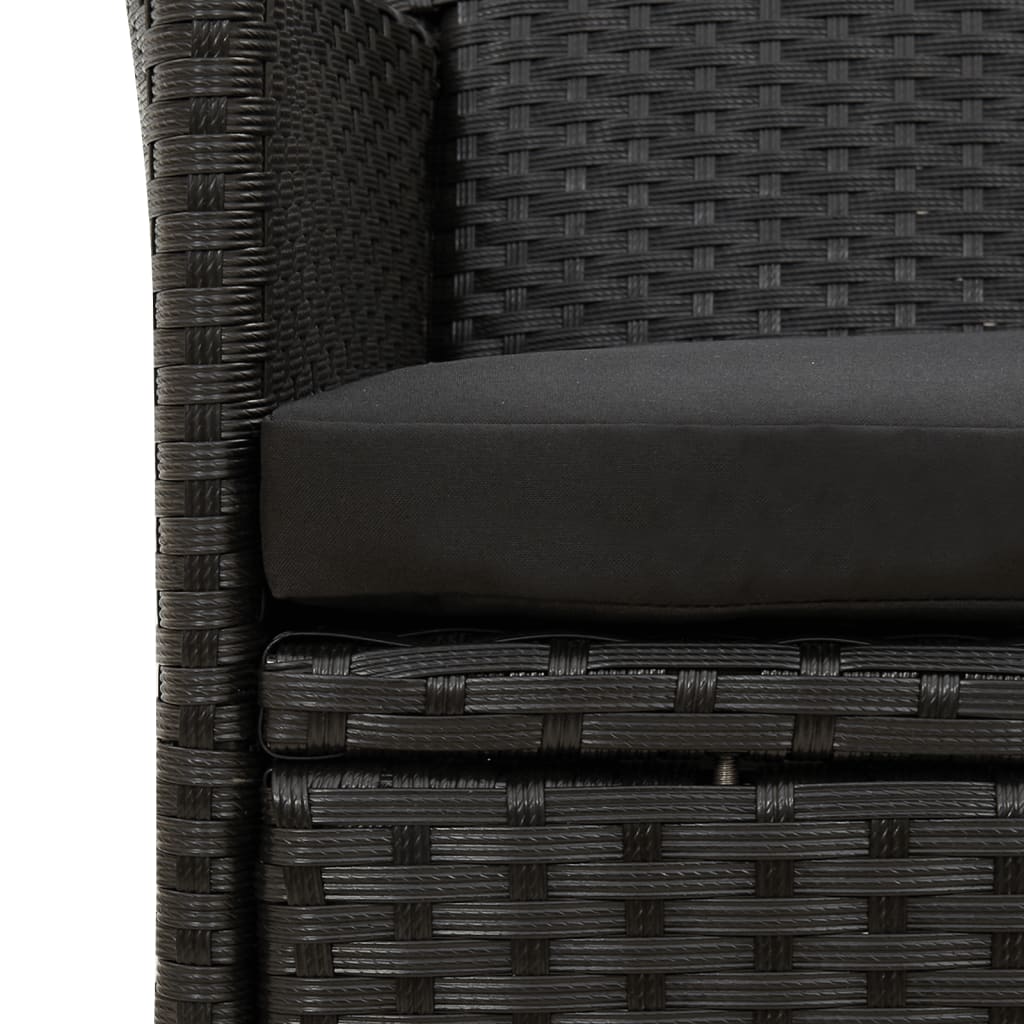 havestole med hynder 4 stk. polyrattan sort