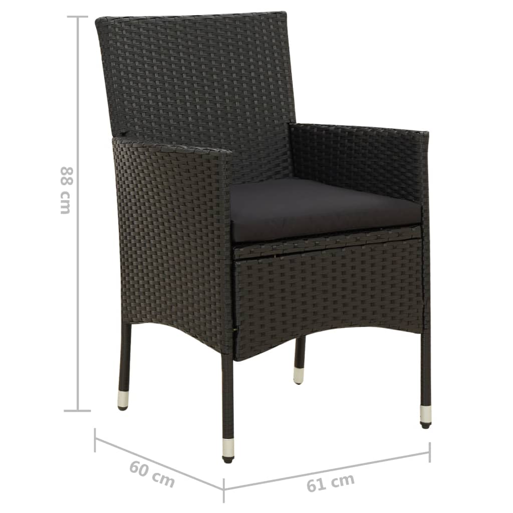 havestole med hynder 4 stk. polyrattan sort