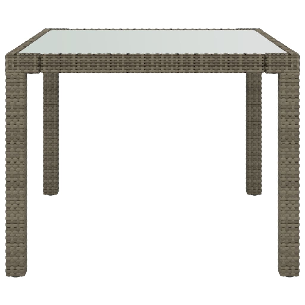 havebord 90x90x75 cm hærdet glas og polyrattan grå