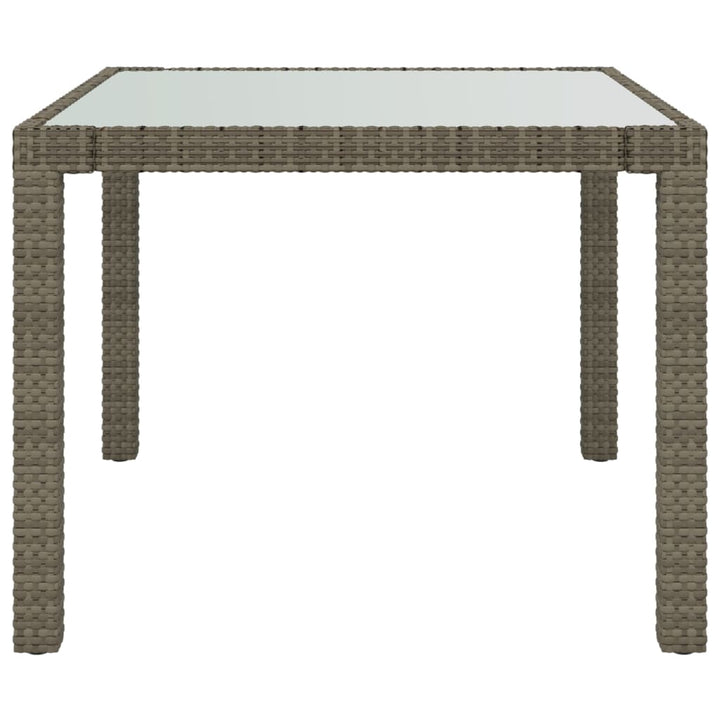 havebord 90x90x75 cm hærdet glas og polyrattan grå