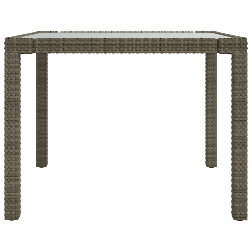 havebord 90x90x75 cm hærdet glas og polyrattan grå