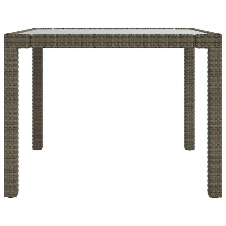 havebord 90x90x75 cm hærdet glas og polyrattan grå