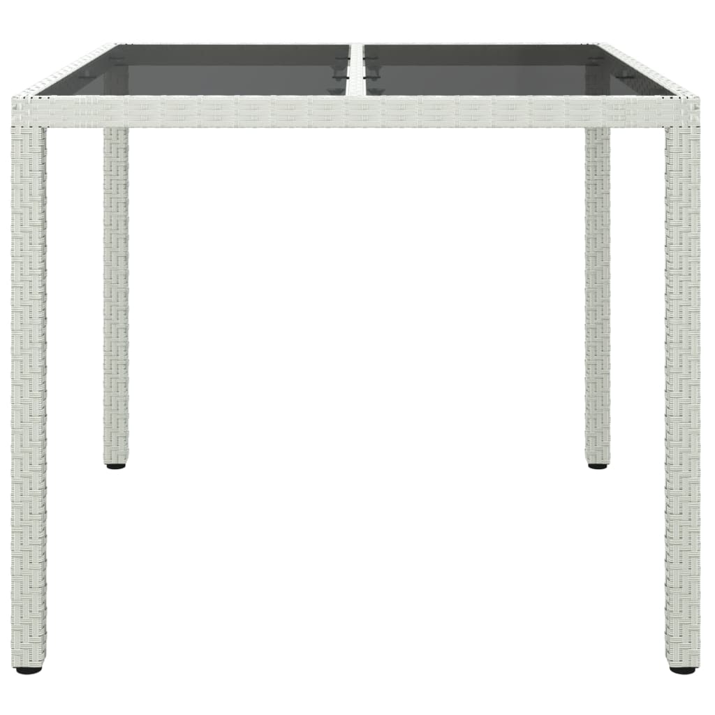 havebord 90x90x75 cm hærdet glas og polyrattan hvid