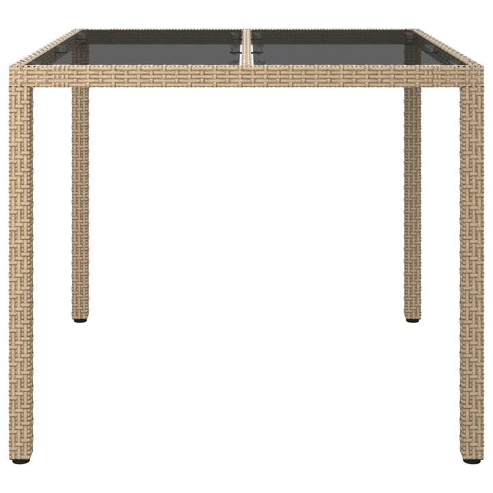 havebord 90x90x75 cm hærdet glas og polyrattan beige