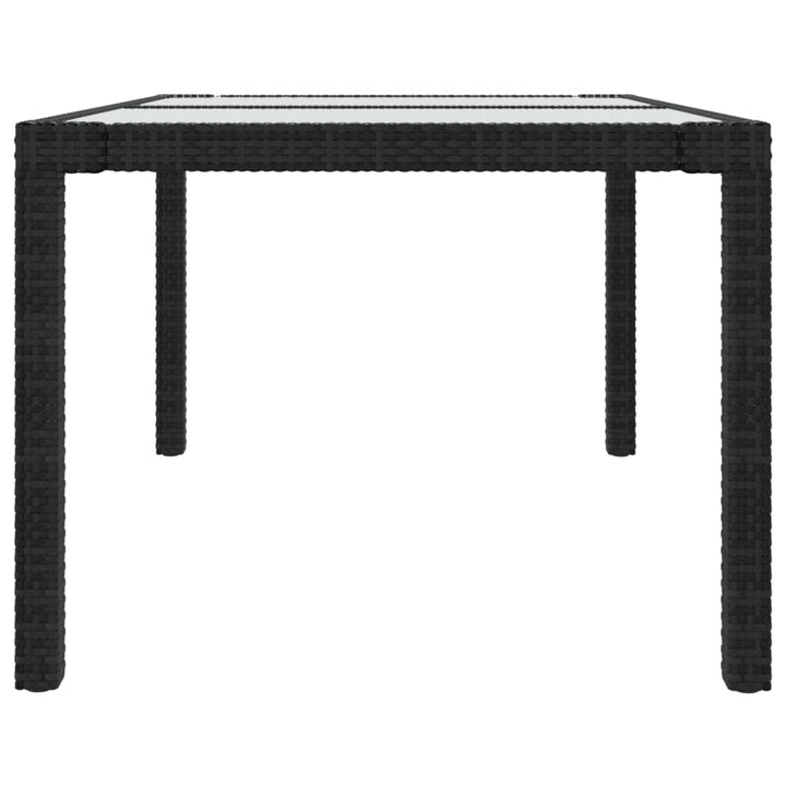havebord 150x90x75 cm hærdet glas og polyrattan sort