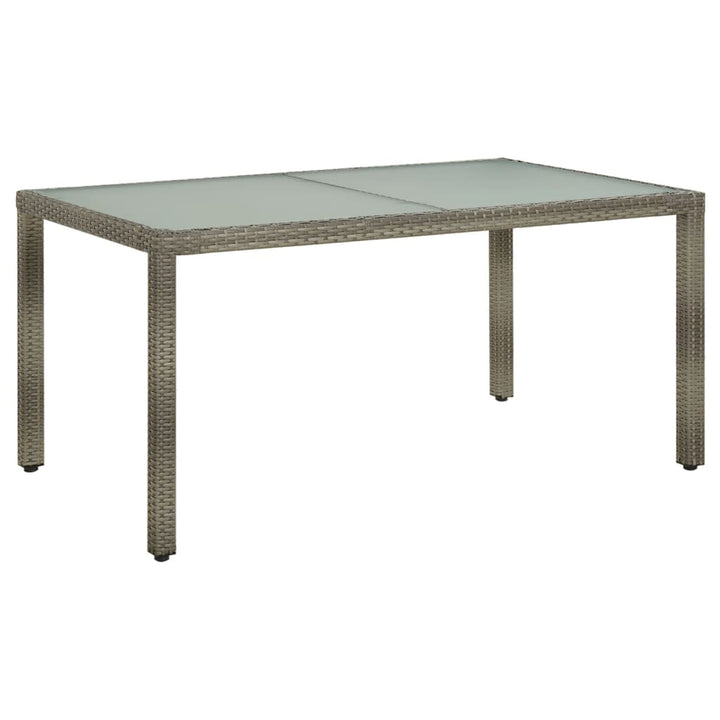 havebord 150x90x75 cm hærdet glas og polyrattan grå