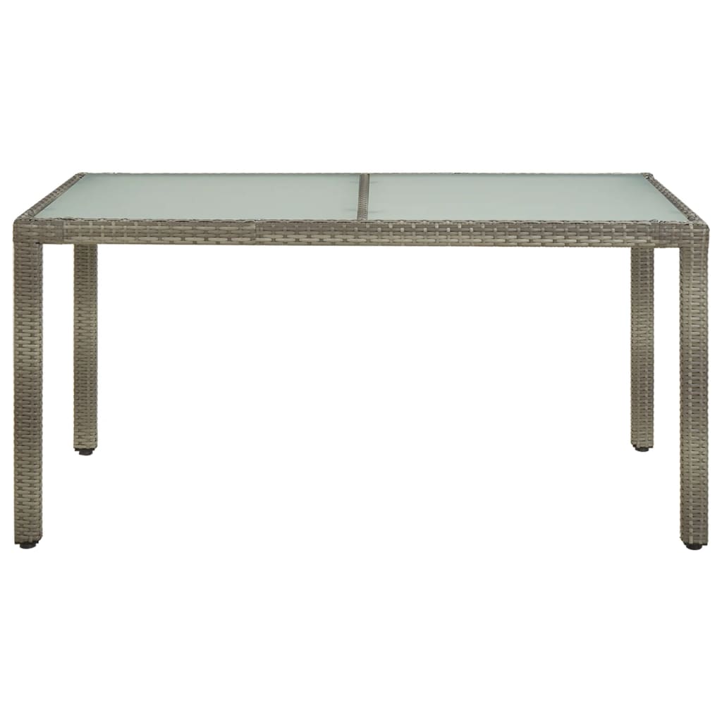 havebord 150x90x75 cm hærdet glas og polyrattan grå