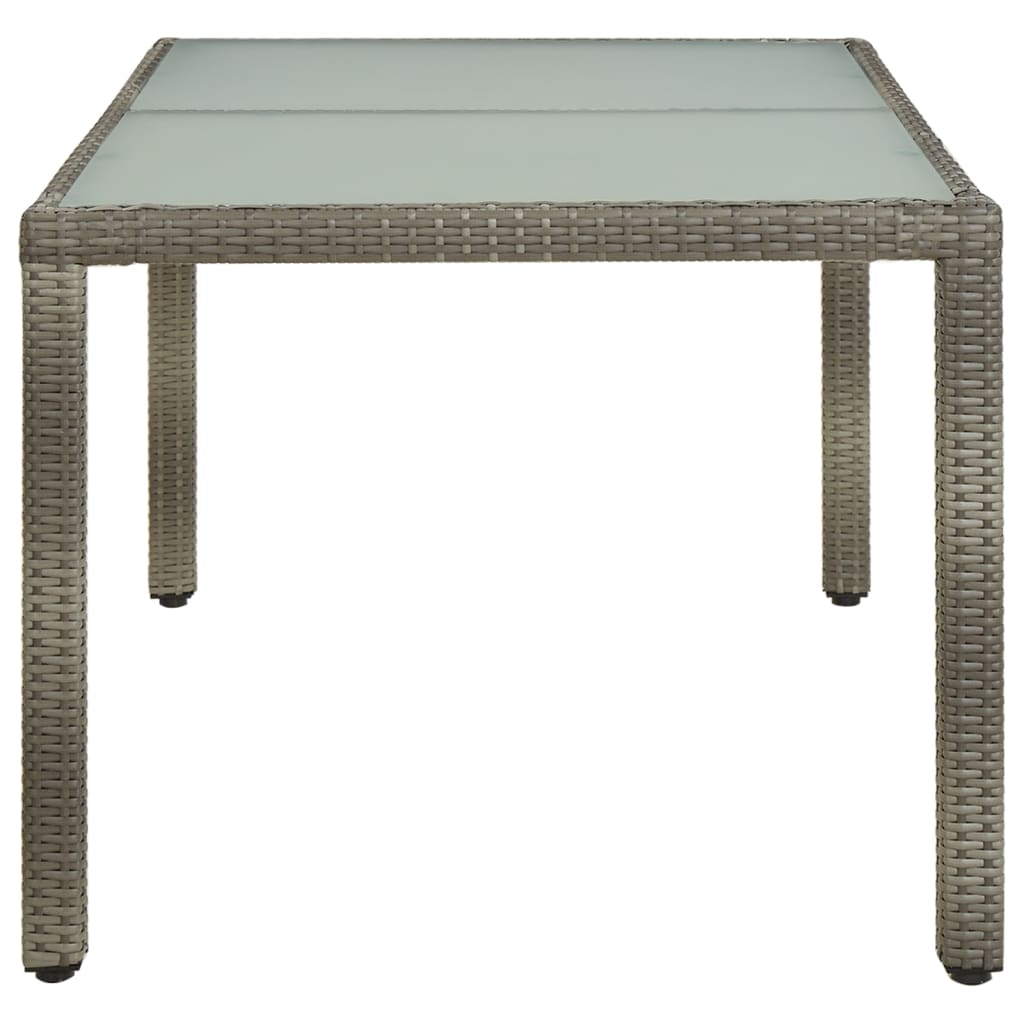 havebord 150x90x75 cm hærdet glas og polyrattan grå