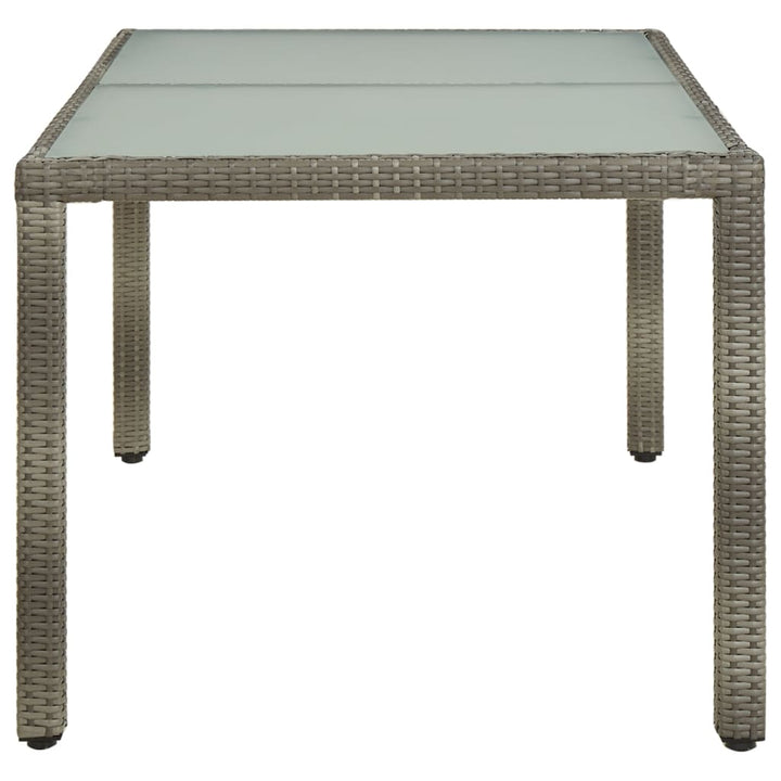 havebord 150x90x75 cm hærdet glas og polyrattan grå
