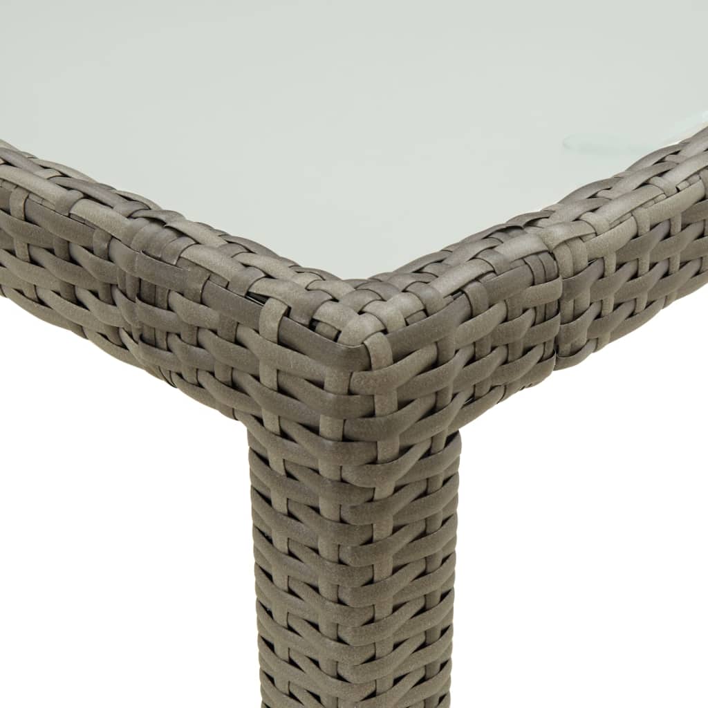 havebord 150x90x75 cm hærdet glas og polyrattan grå