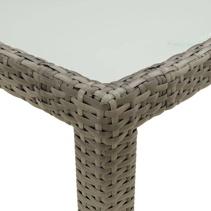 havebord 150x90x75 cm hærdet glas og polyrattan grå