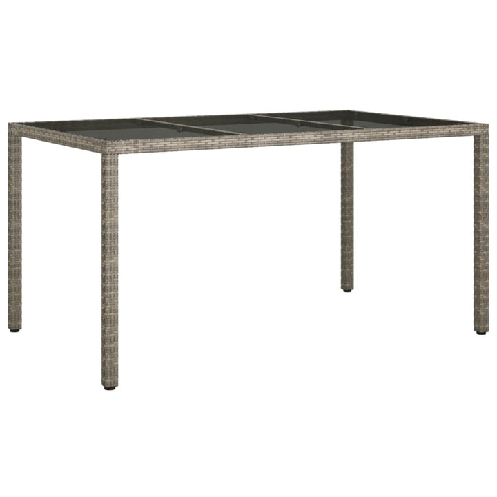 havebord 150x90x75 cm hærdet glas og polyrattan grå