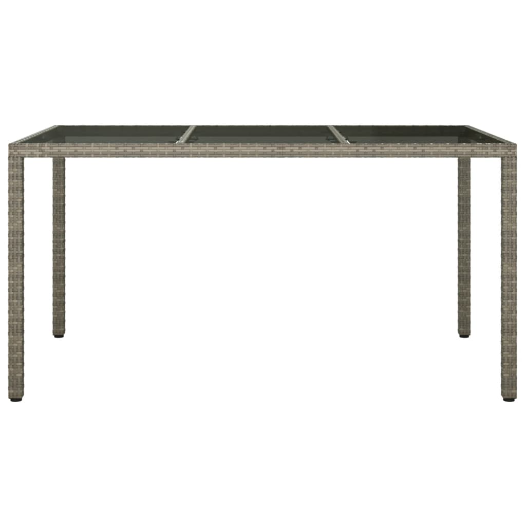 havebord 150x90x75 cm hærdet glas og polyrattan grå