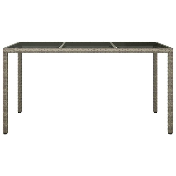 havebord 150x90x75 cm hærdet glas og polyrattan grå