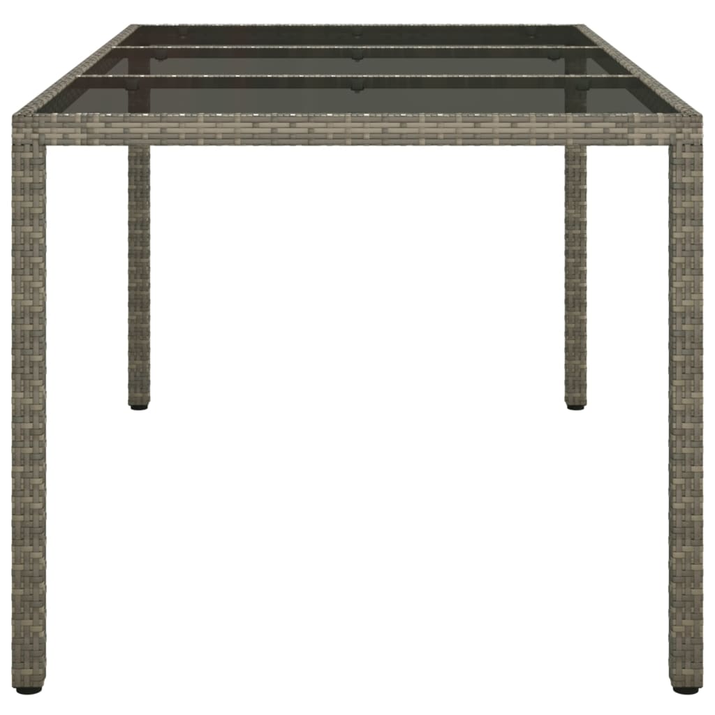 havebord 150x90x75 cm hærdet glas og polyrattan grå