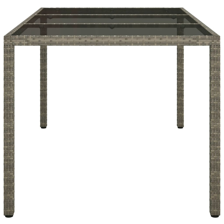 havebord 150x90x75 cm hærdet glas og polyrattan grå