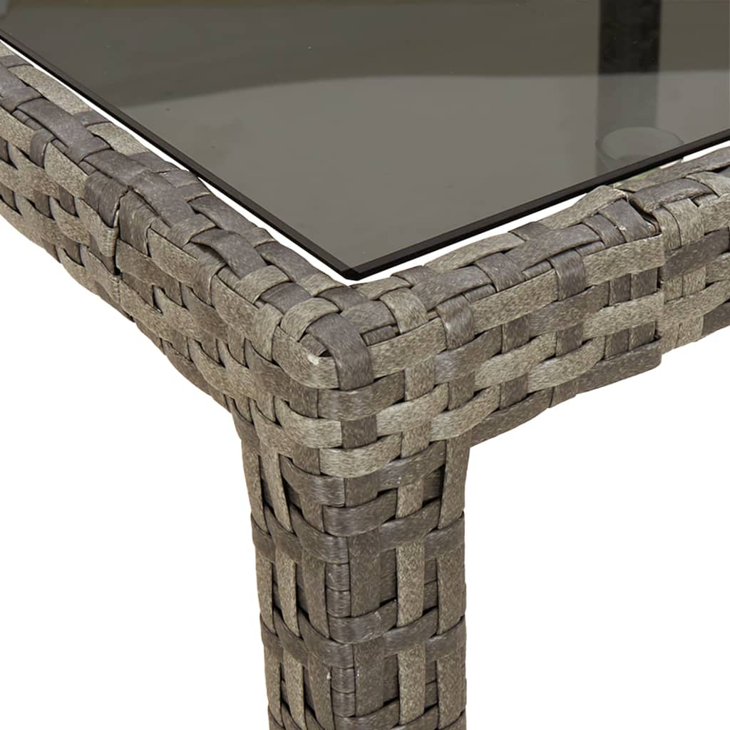 havebord 150x90x75 cm hærdet glas og polyrattan grå