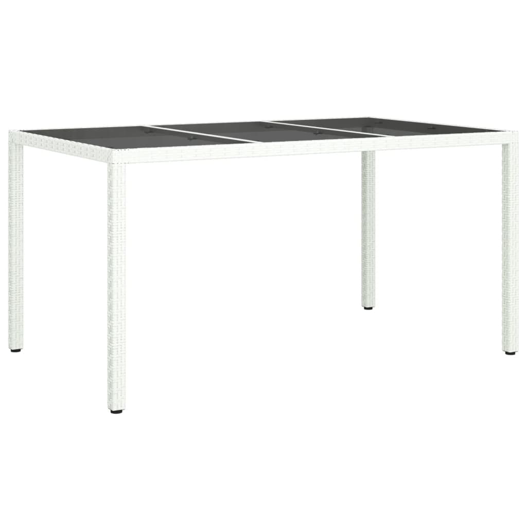 havebord 150x90x75 cm hærdet glas og polyrattan hvid