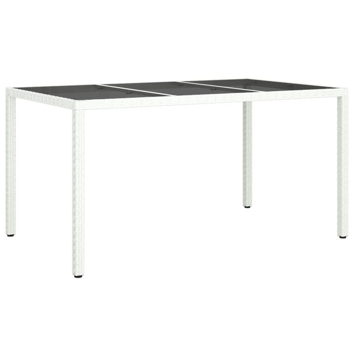 havebord 150x90x75 cm hærdet glas og polyrattan hvid